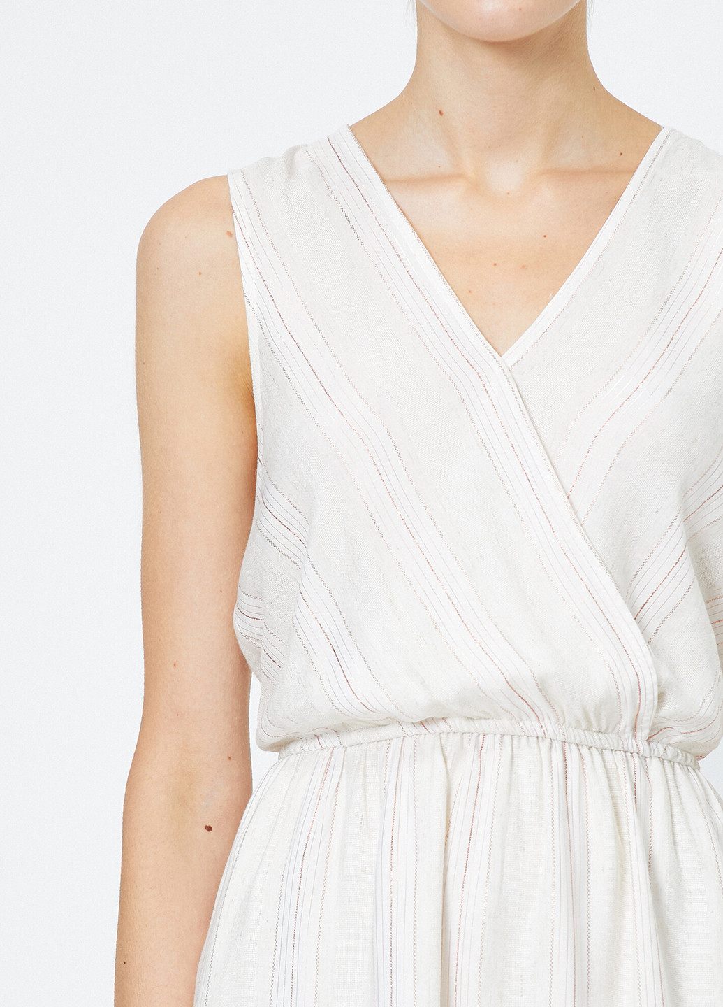 Белое кэжуал платье на запах KOTON в полоску