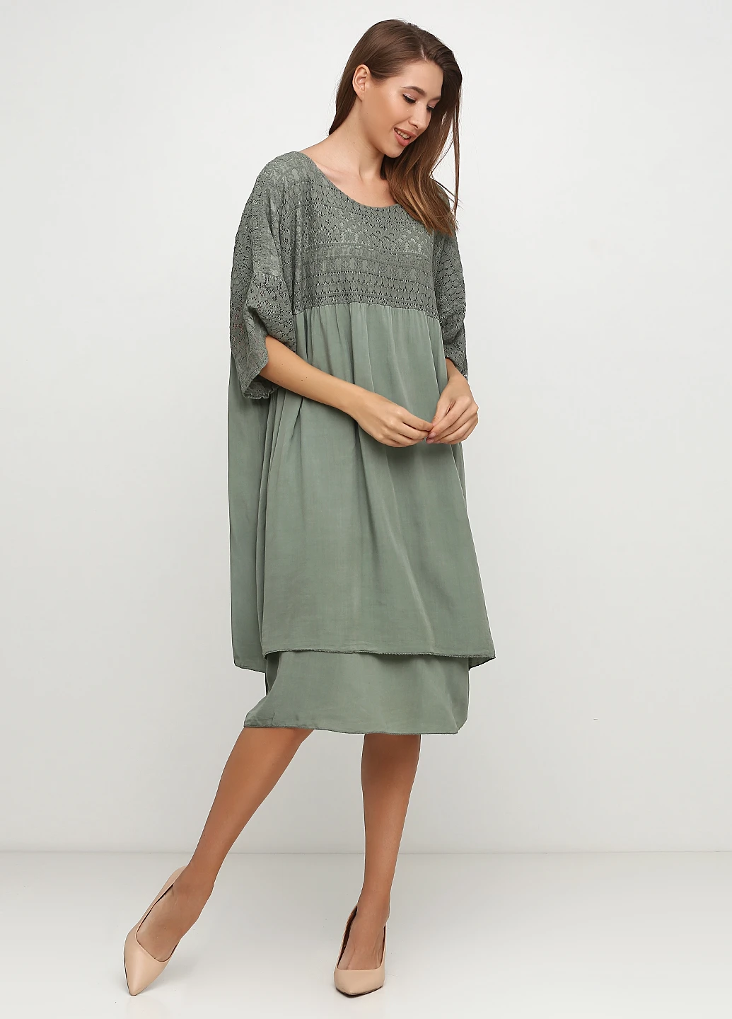 Оливкова кежуал сукня оверсайз New Collection однотонна