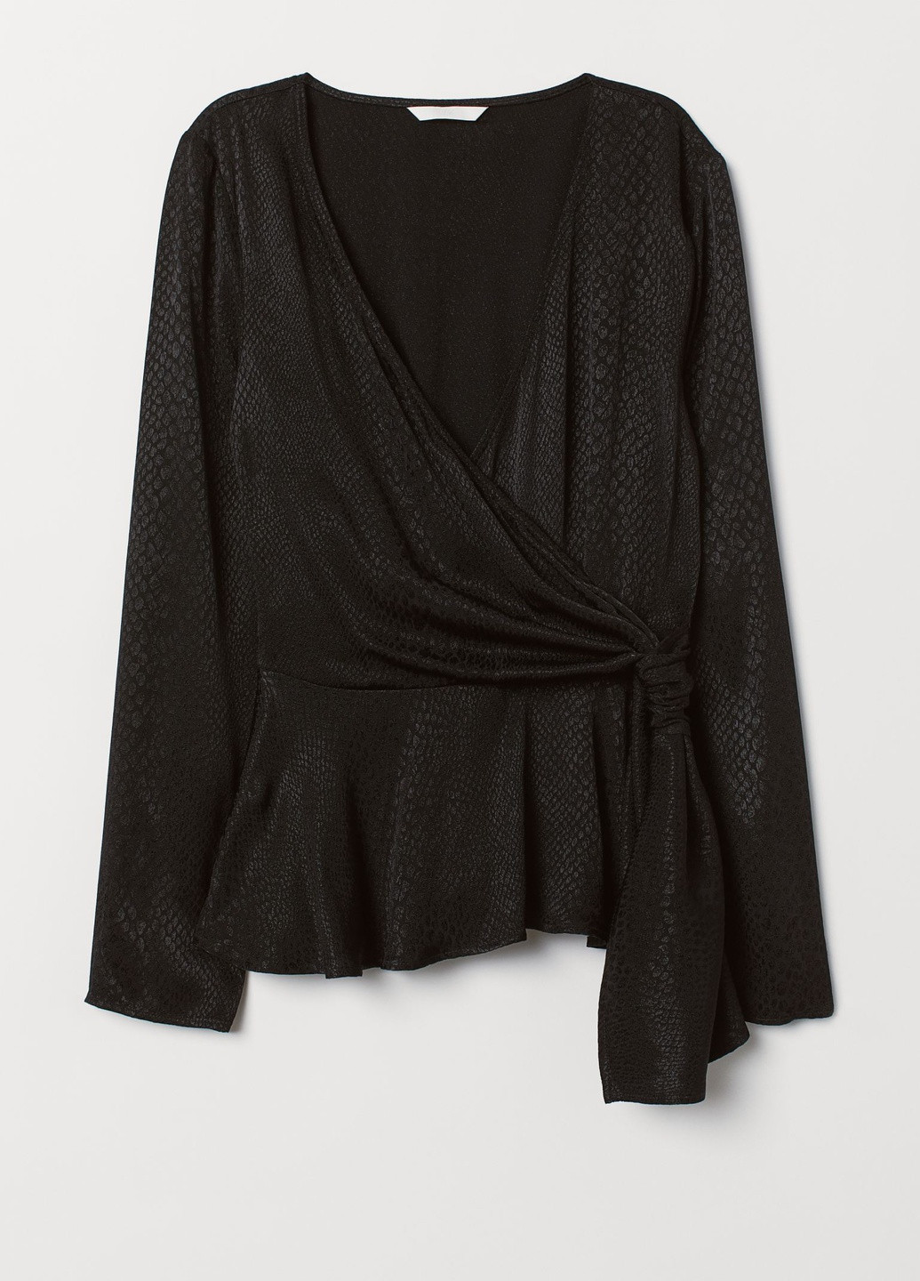 Черная демисезонная жаккардовая блузка с баской H&M