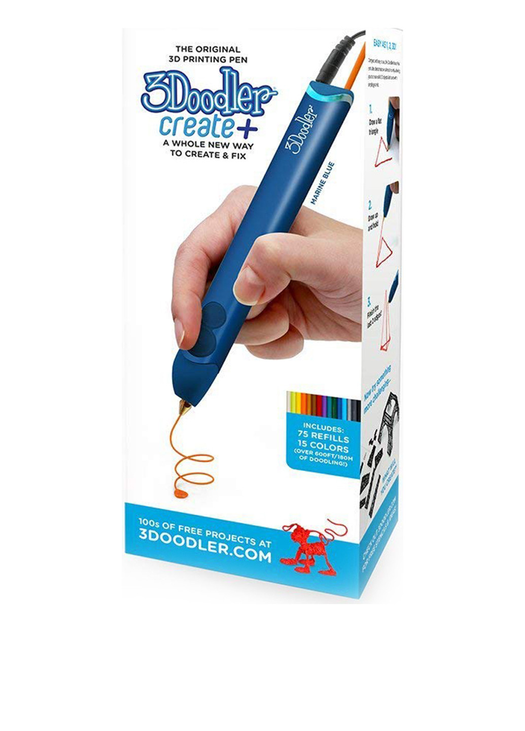 3D-ручка PLUS для проф. використання - СИНЯ (75 стрижнів, аксесуари) 3Doodler Create (137282507)