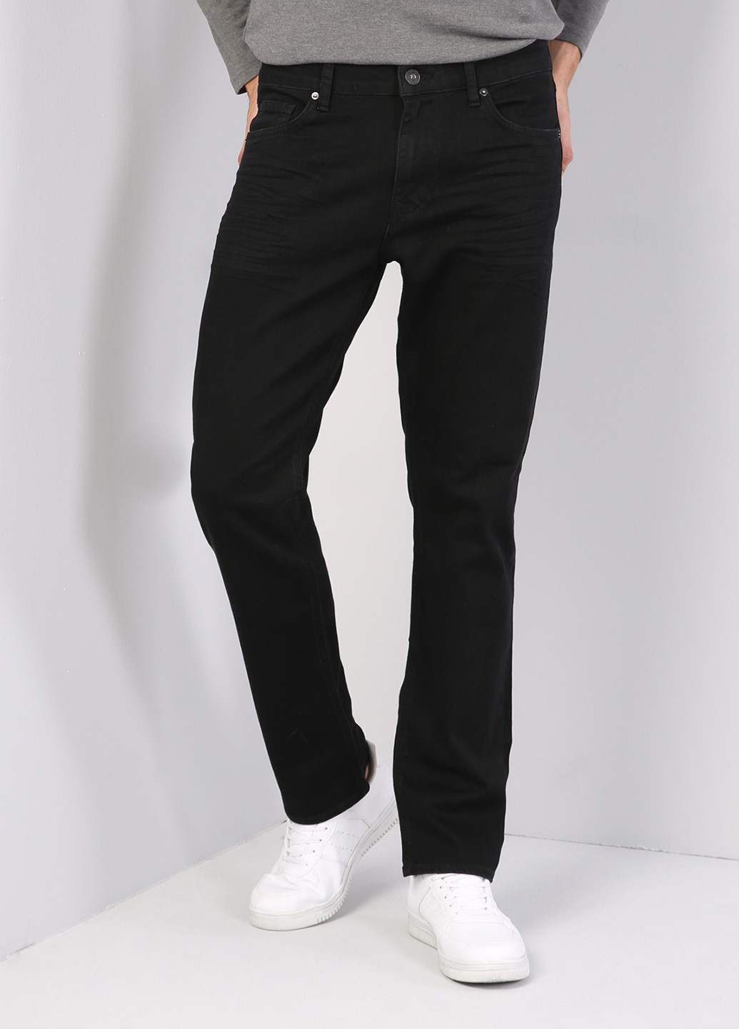 Черные кэжуал демисезонные прямые брюки Colin's