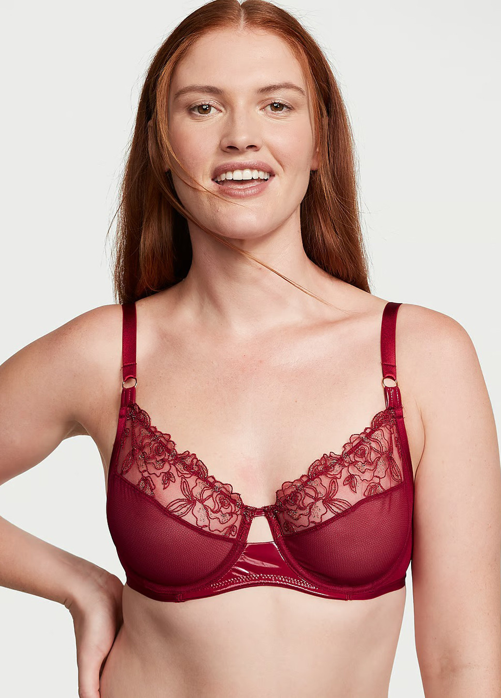 Темно-червоний демісезонний комплект (бюстгальтер, трусики) Victoria's Secret