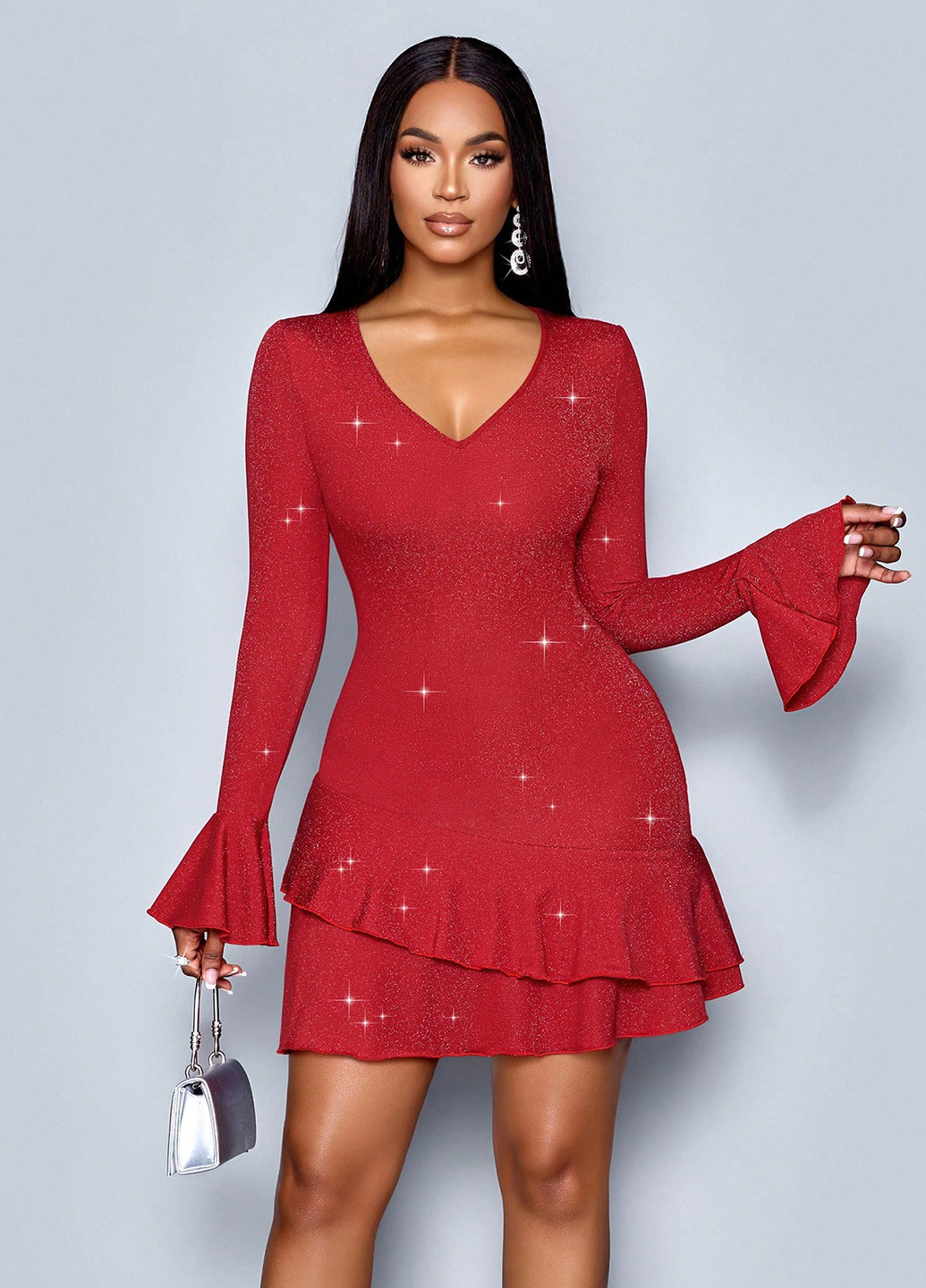 Червона святковий, вечірня сукня SHEIN меланжева