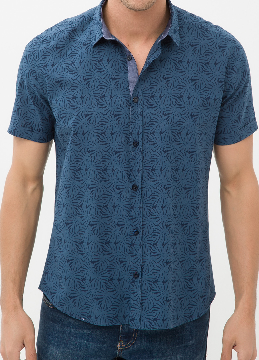Синяя кэжуал рубашка с рисунком KOTON