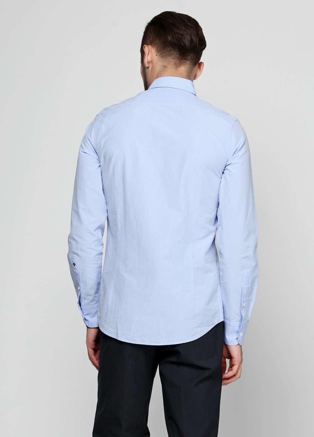 Голубой классическая рубашка Massimo Dutti с длинным рукавом