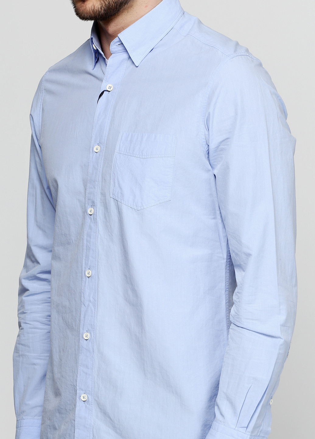 Голубой классическая рубашка Massimo Dutti с длинным рукавом