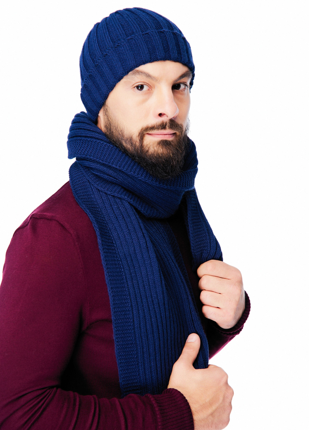 Темно-синий зимний комплект (шапка, шарф) SVTR