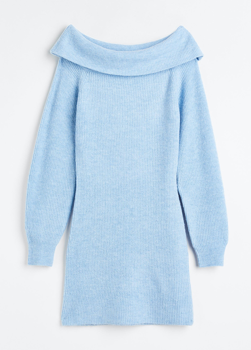 Голубое кэжуал сукня зимова с открытыми плечами H&M однотонное