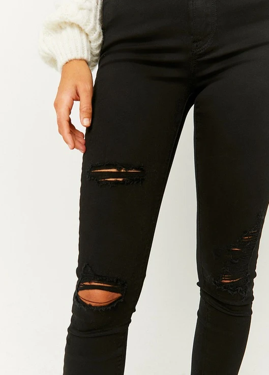 Джинси Basic Trousers - WOVEN HW SKINNY DESTROYED Tally Weijl - (228499682)