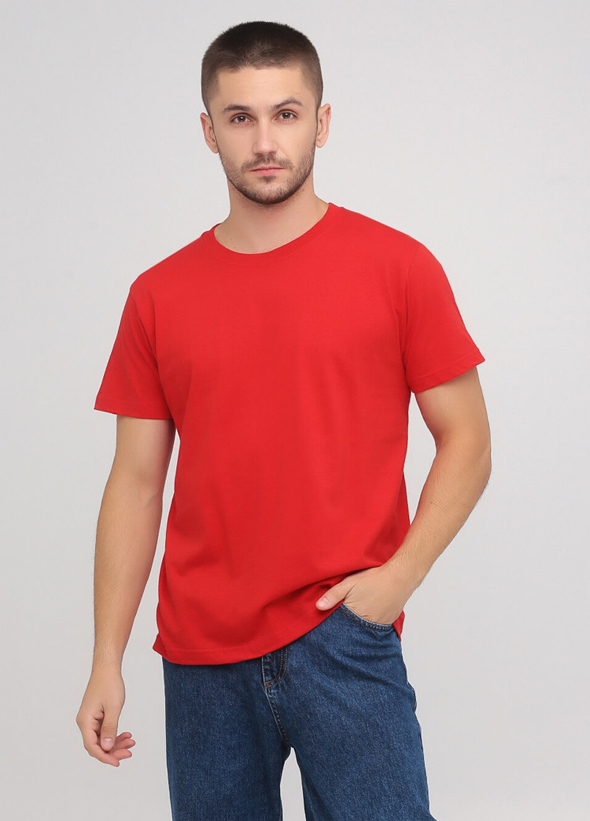 Красная футболка мужская безшовная с круглым воротником Stedman