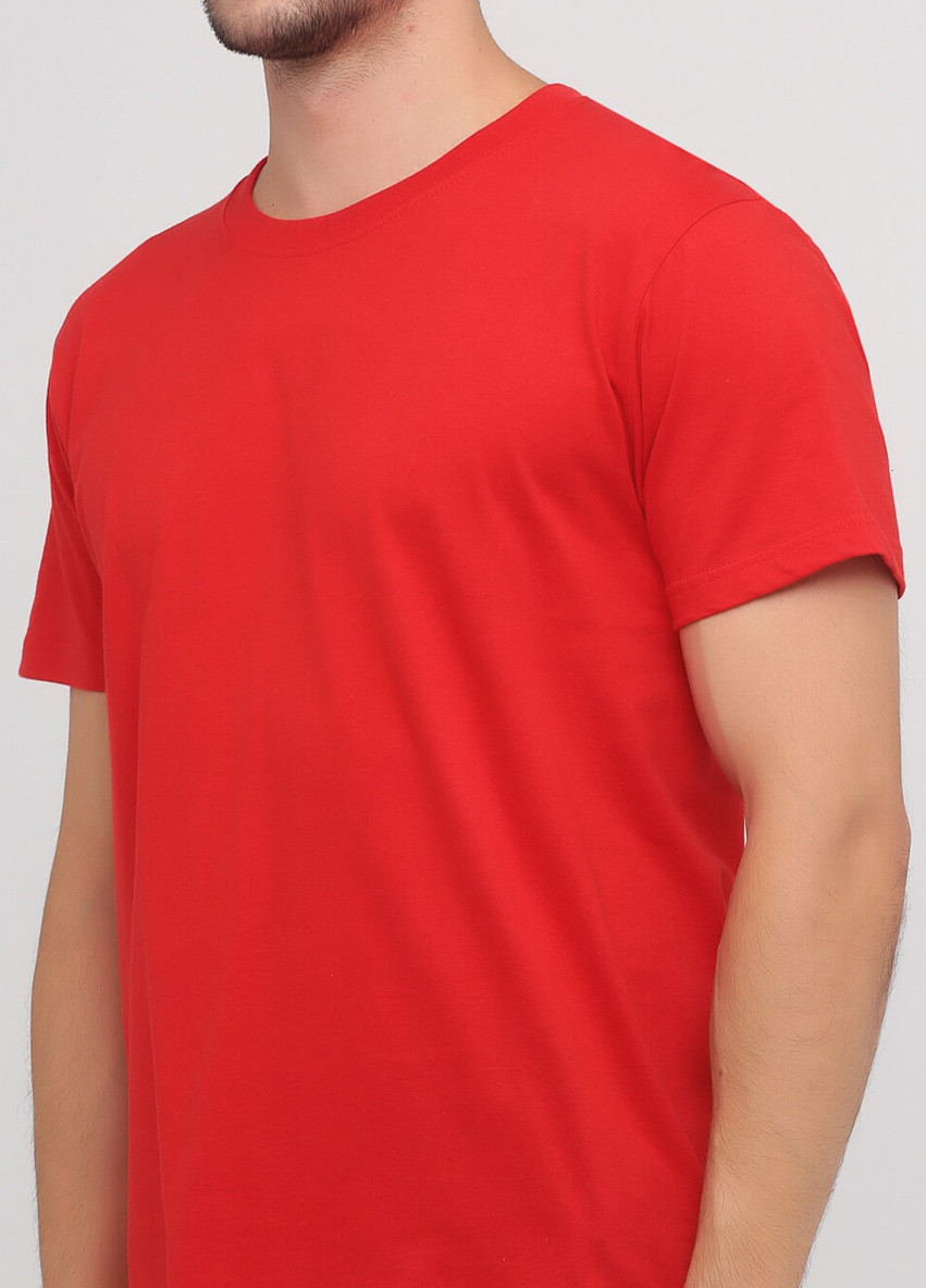 Красная футболка мужская безшовная с круглым воротником Stedman
