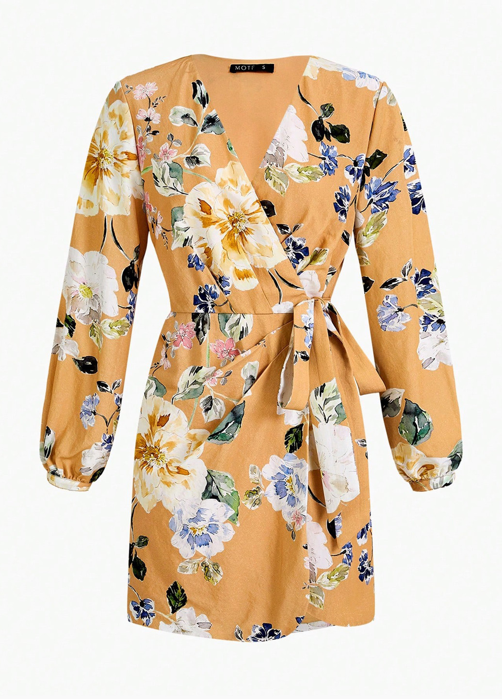 Комбинированное кэжуал платье на запах SHEIN с цветочным принтом