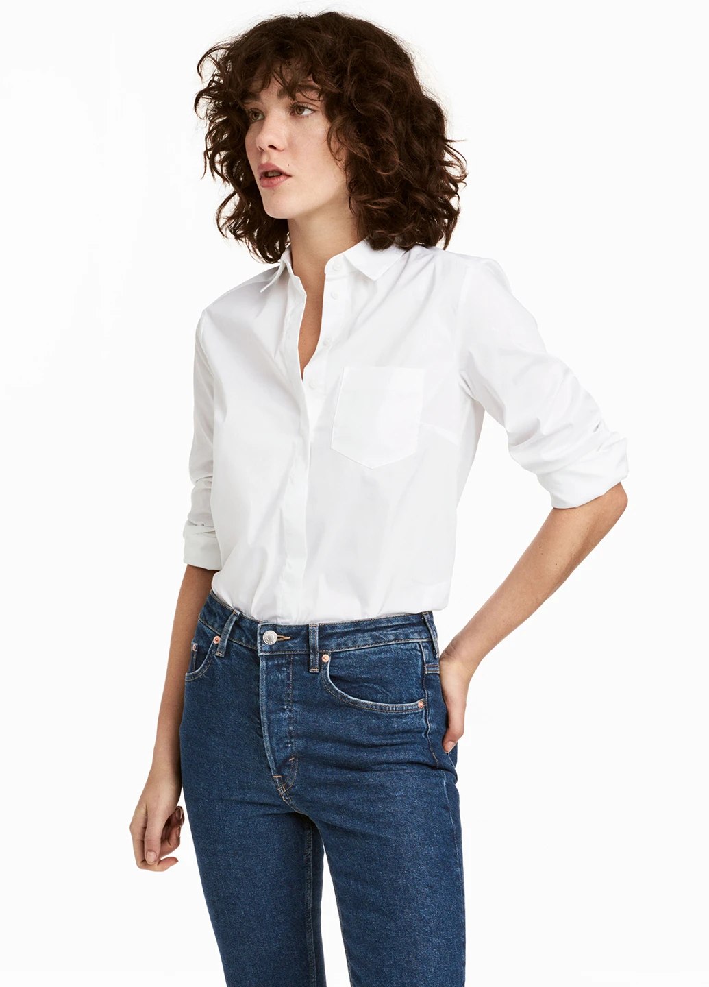 Белая классическая рубашка H&M