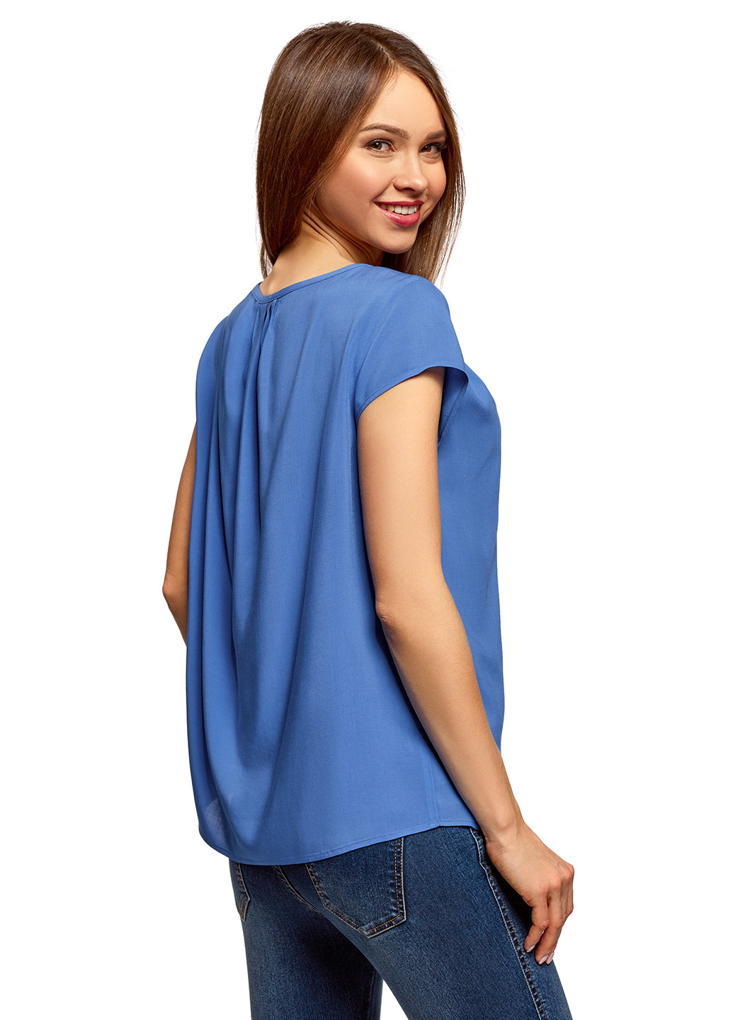 Синяя летняя блуза Oodji