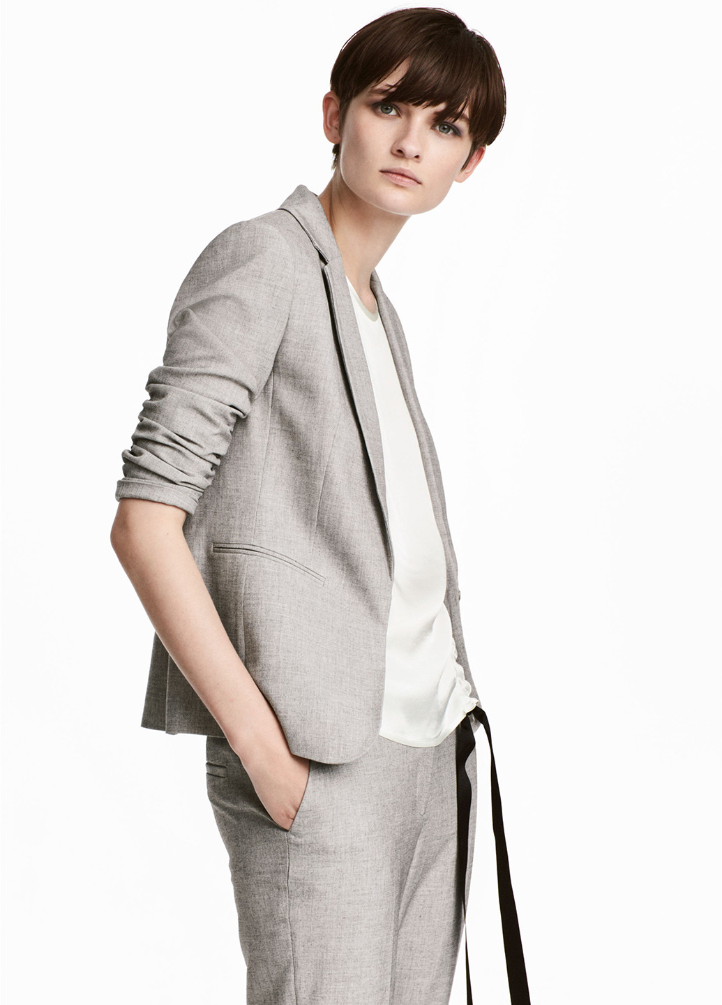 Серый женский жакет H&M меланжевый - демисезонный