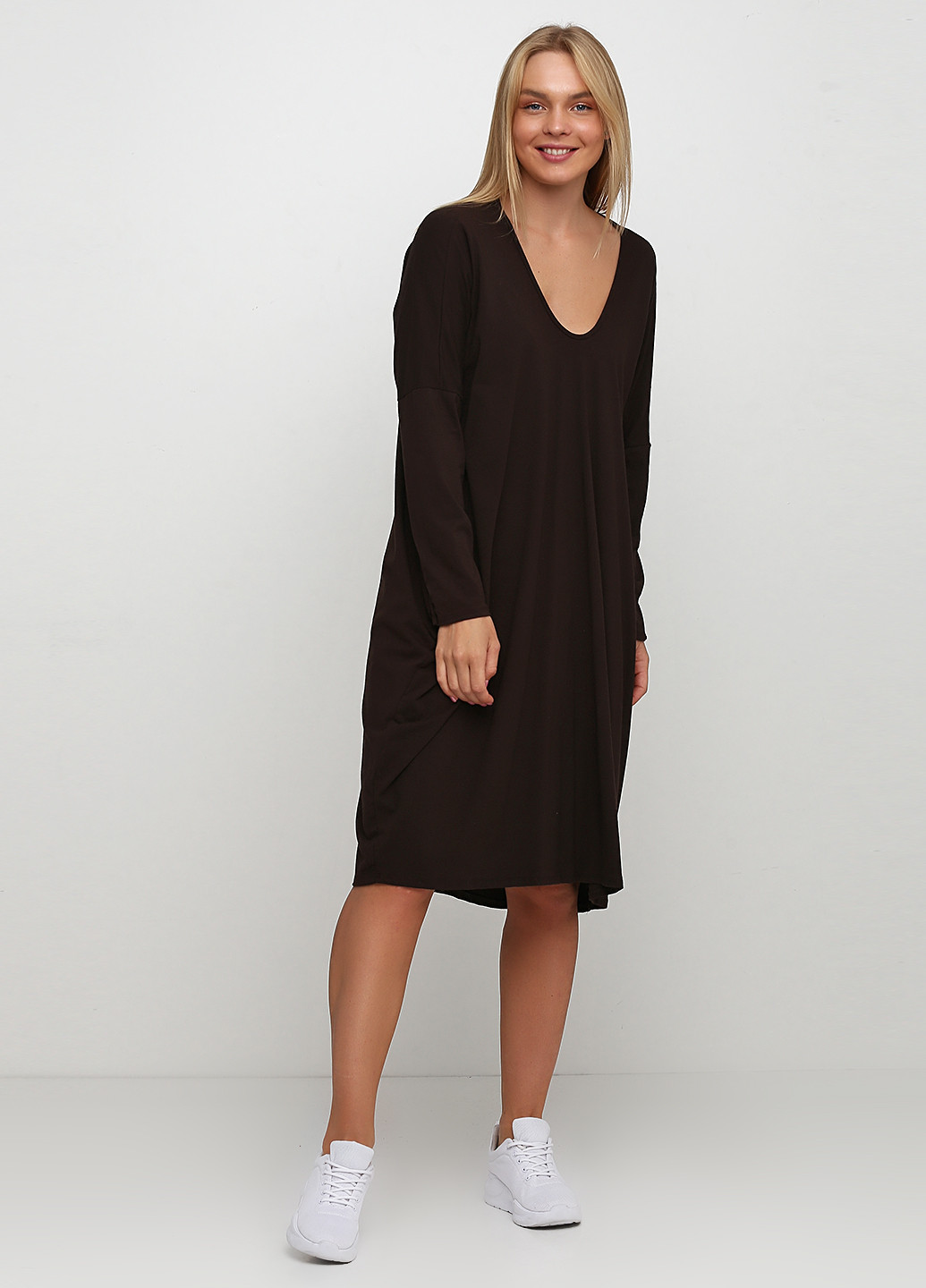 Темно-коричнева кежуал сукня оверсайз Italy Moda однотонна