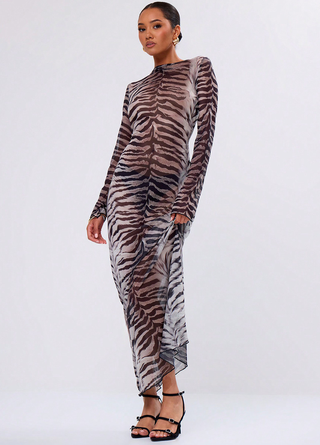 Комбінована вечірня, кежуал сукня силуетна, з відкритою спиною SHEIN зебра