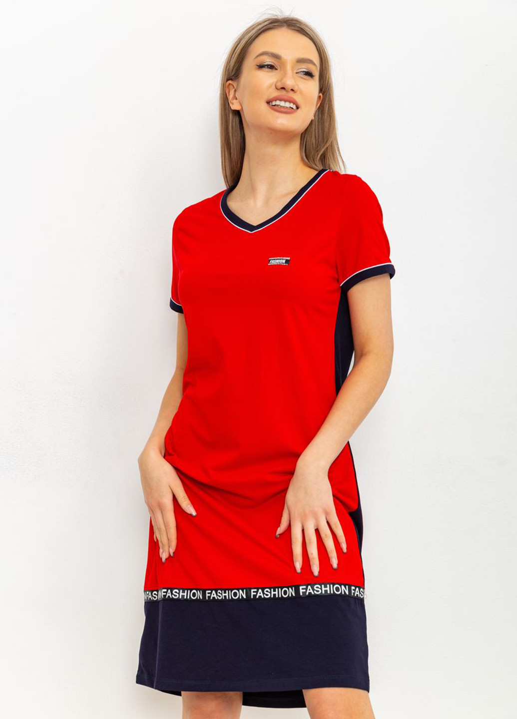 Красное кэжуал платье платье-футболка Ager с надписью