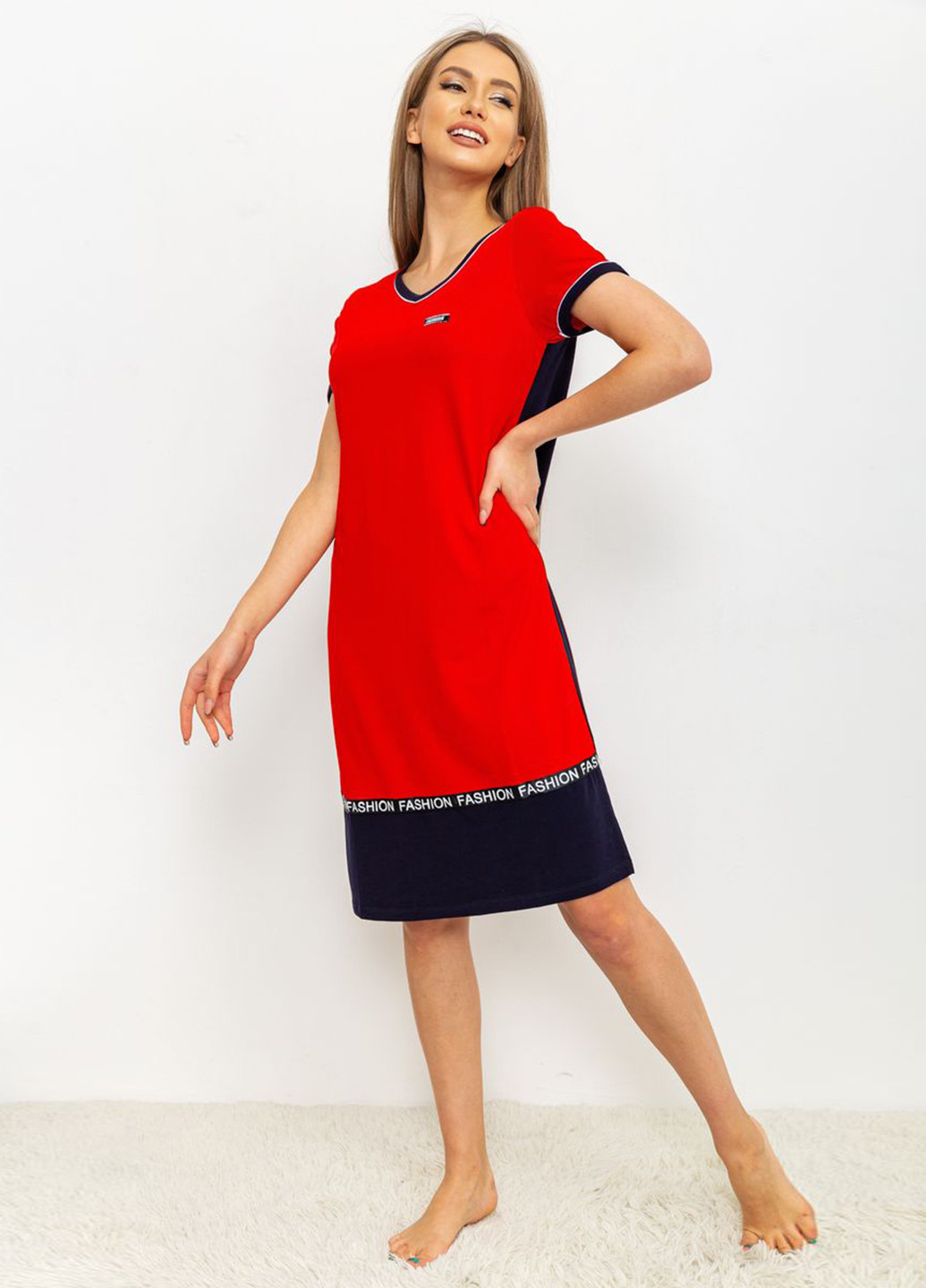 Красное кэжуал платье платье-футболка Ager с надписью
