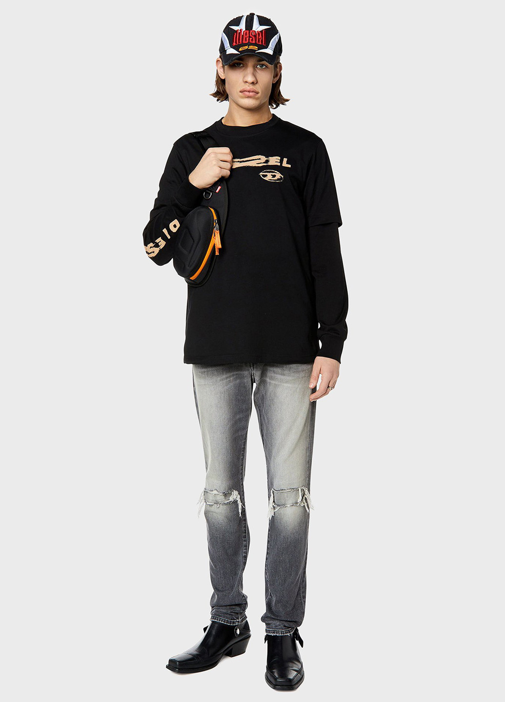 Серые демисезонные регюлар фит джинсы Diesel