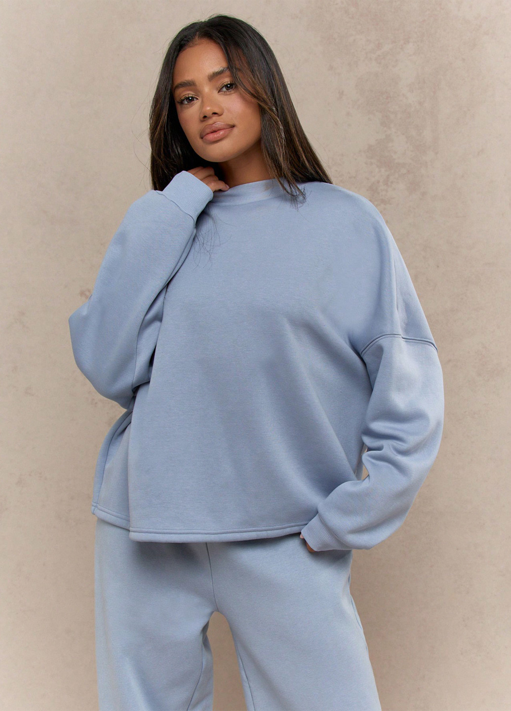 Сіро-голубий світшот SHEIN однотонний без декору (339133540)