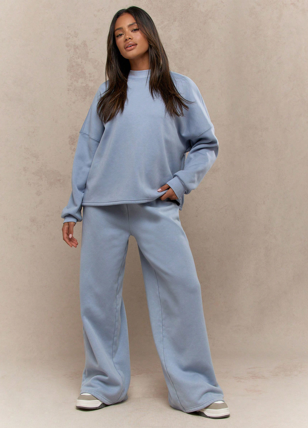 Сіро-голубий світшот SHEIN однотонний без декору (339133540)