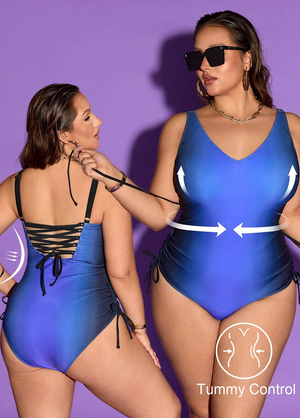 Синій демісезонний купальник суцільний, майо SHEIN