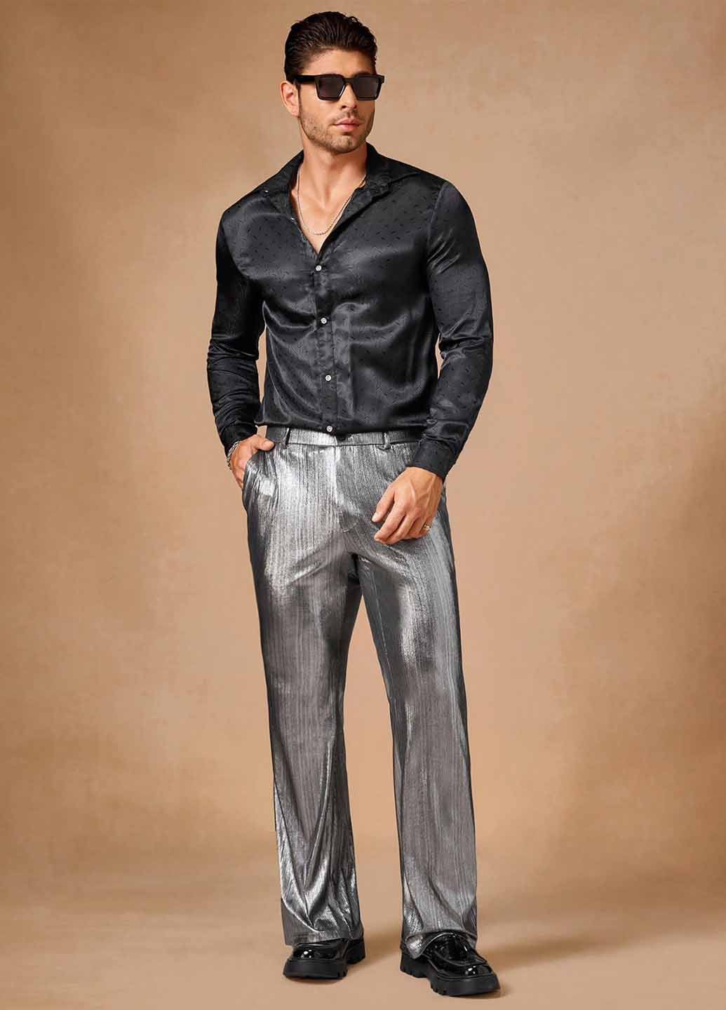 Металл кэжуал демисезонные прямые брюки SHEIN