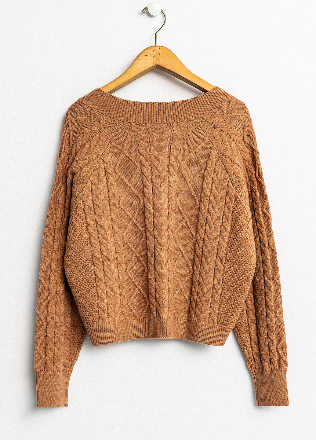 Темно-бежевый демисезонный джемпер пуловер befree