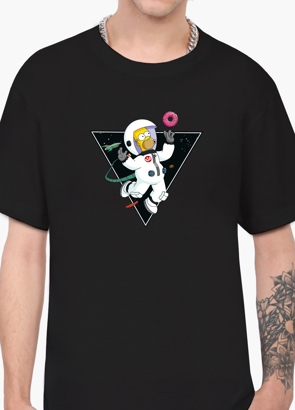 Чорна футболка чоловіча гомер сімпсон в космосі (the simpsons) (9223-2044-1) xxl MobiPrint