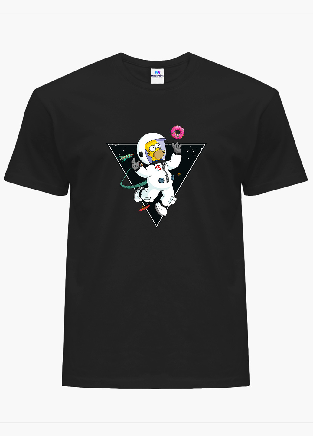 Чорна футболка чоловіча гомер сімпсон в космосі (the simpsons) (9223-2044-1) xxl MobiPrint