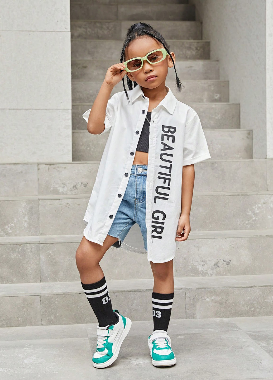 Белая кэжуал рубашка с надписями SHEIN