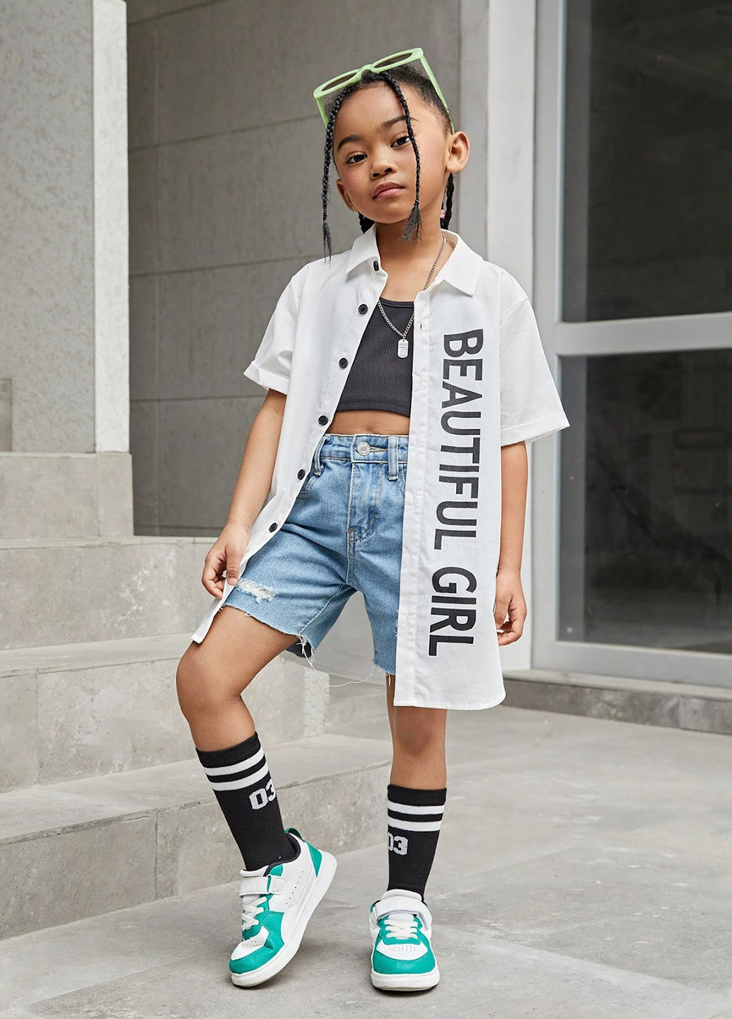 Белая кэжуал рубашка с надписями SHEIN