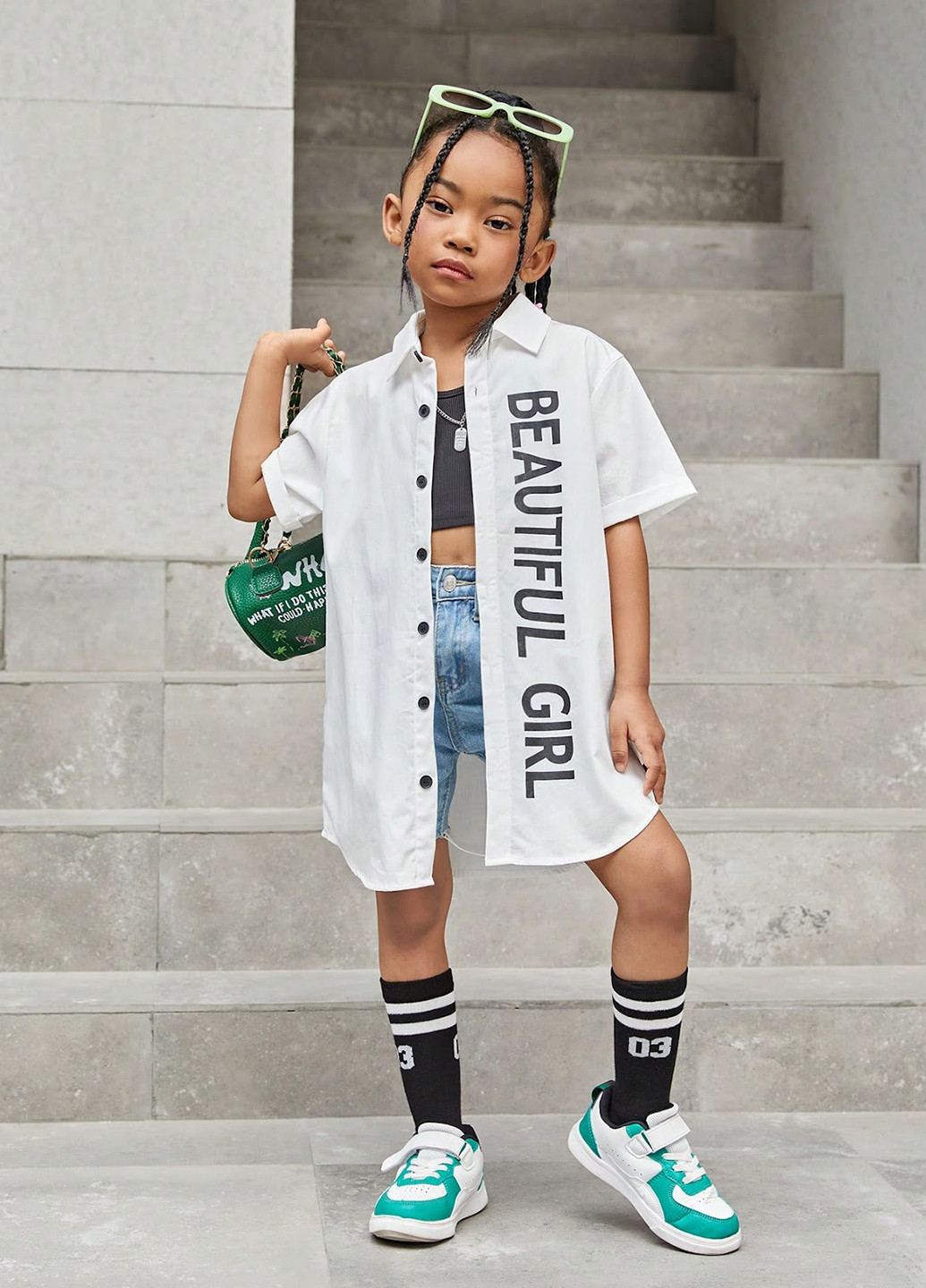 Белая кэжуал рубашка с надписями SHEIN