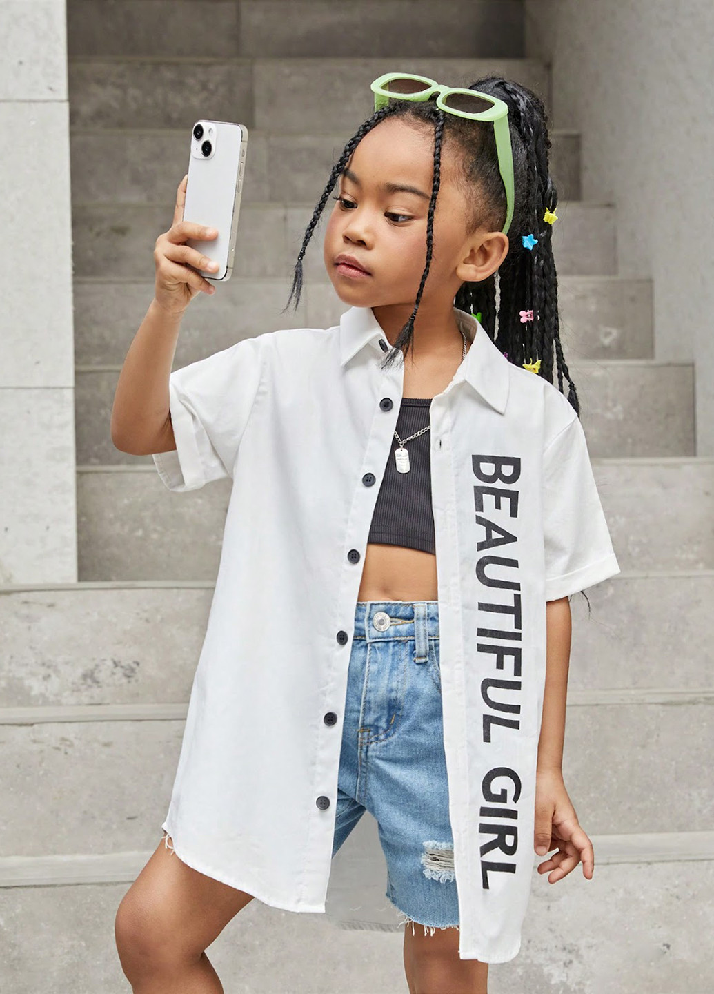 Белая кэжуал рубашка с надписями SHEIN