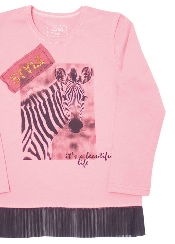 Розовый демисезонный детская футболка с длинными рукавами для девочки ft-19-08 *модняшка* Габби