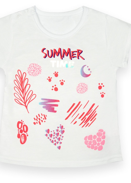 Белая летняя детская футболка для девочки ft-22-4 *kite* Габби