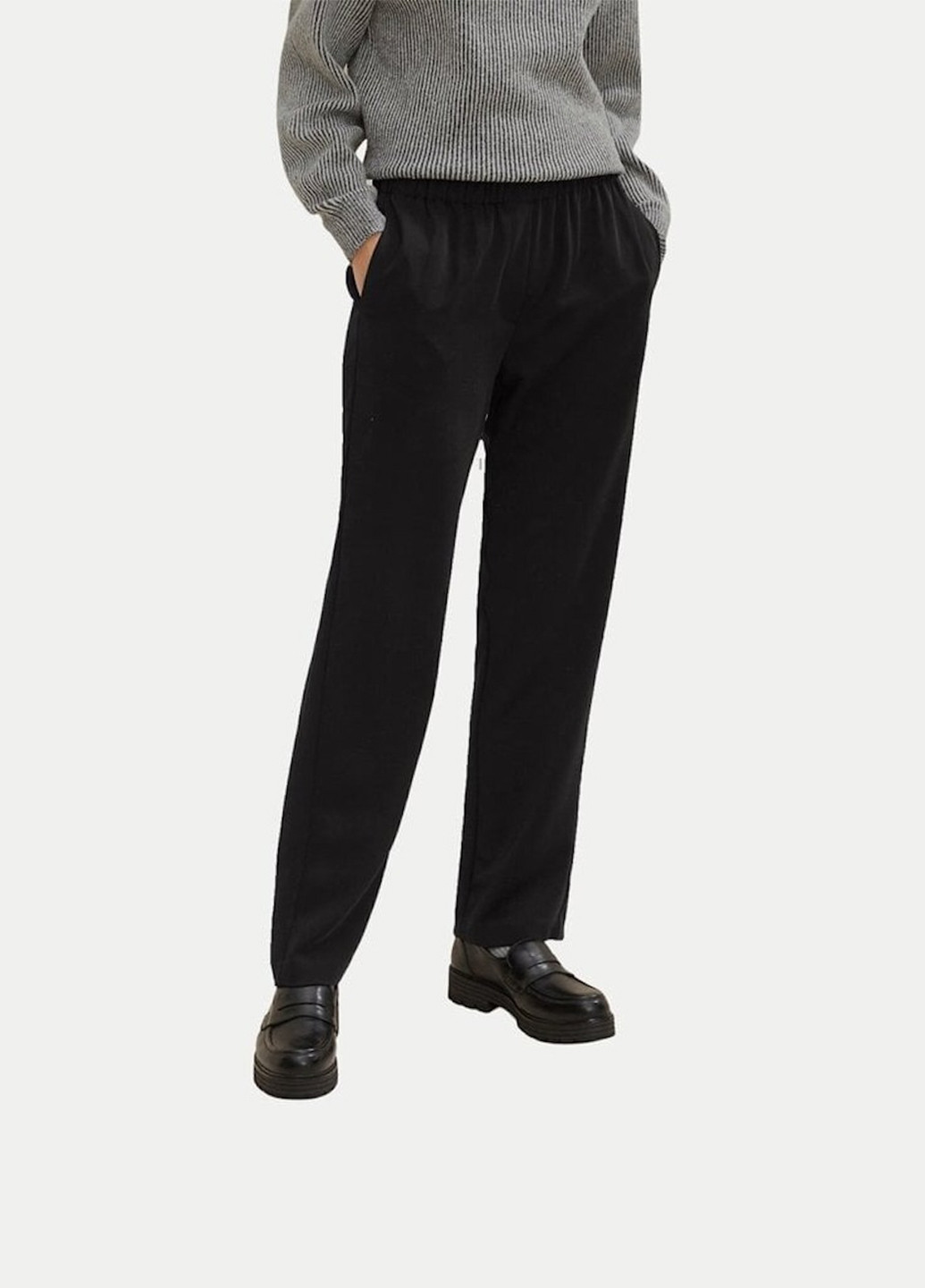 Черные кэжуал демисезонные клеш брюки Tom Tailor