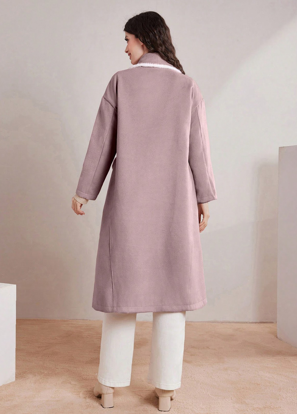 Лілове демісезонне Пальто двобортне SHEIN