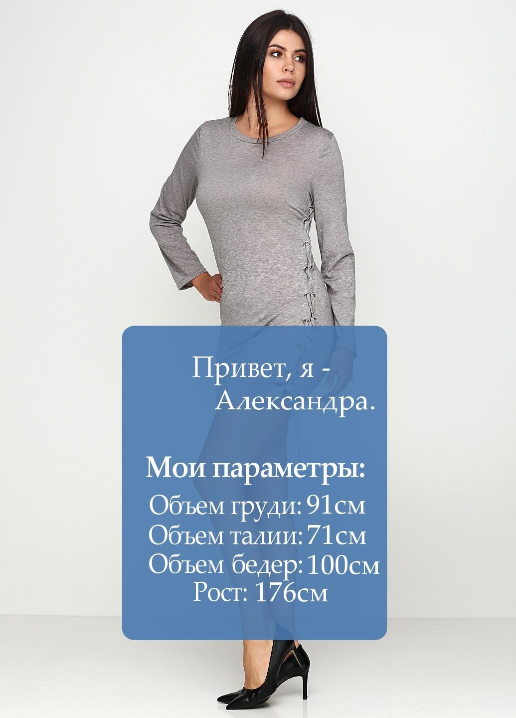 Сіра повсякденний плаття No Brand однотонна