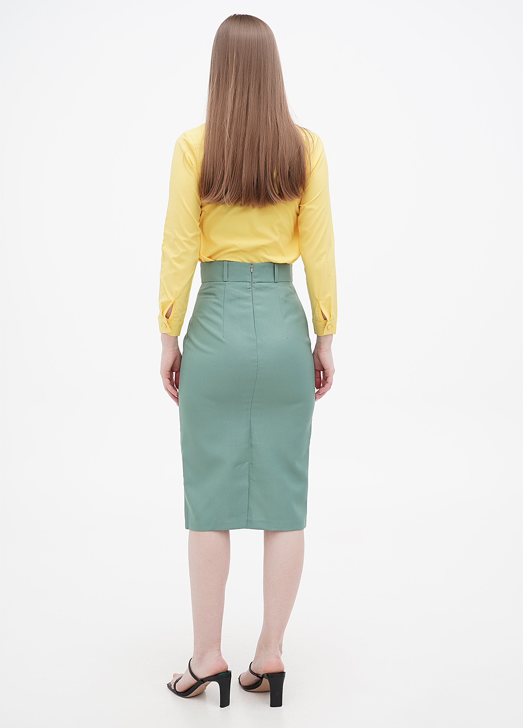 Серо-зеленая кэжуал однотонная юбка Rebecca Tatti карандаш