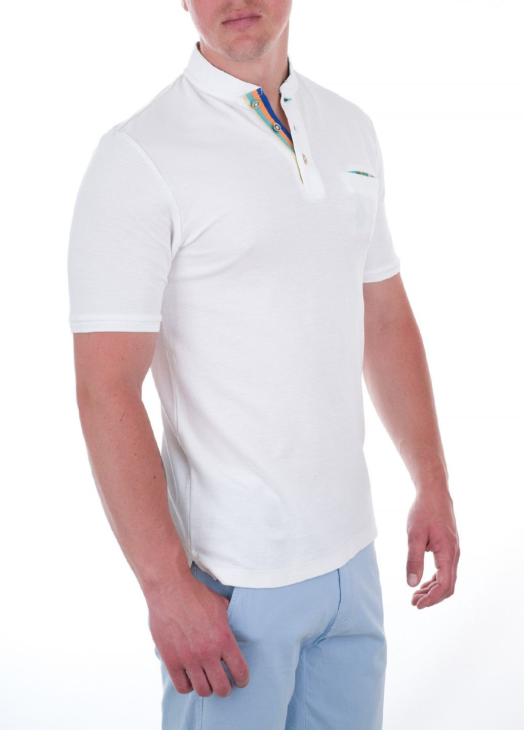 Белая футболка-поло для мужчин COLOURS & SONS однотонная