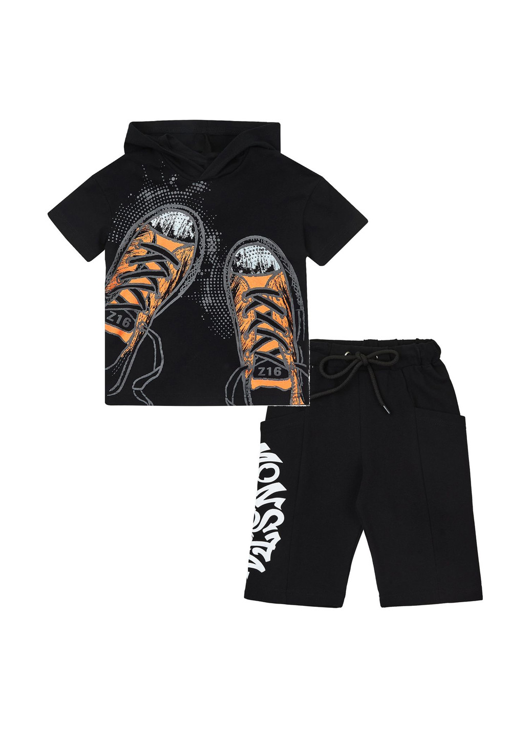 Чорний літній костюм (футболка, шорти) з шортами Ляля