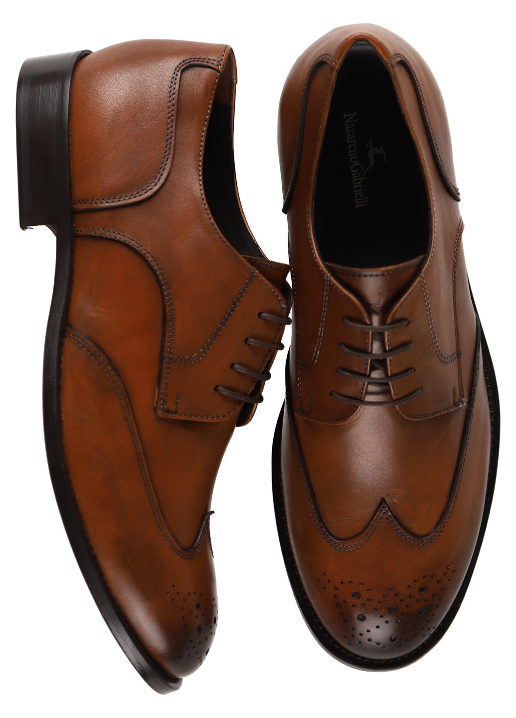 Коричневые классические, кэжуал туфли-броги Nazarenogabrielli на шнурках