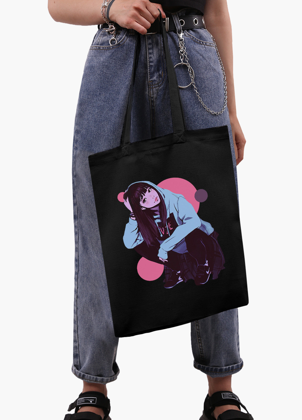 Эко сумка шоппер Девушка (Girl) (9227-2836-BK) MobiPrint (236265461)