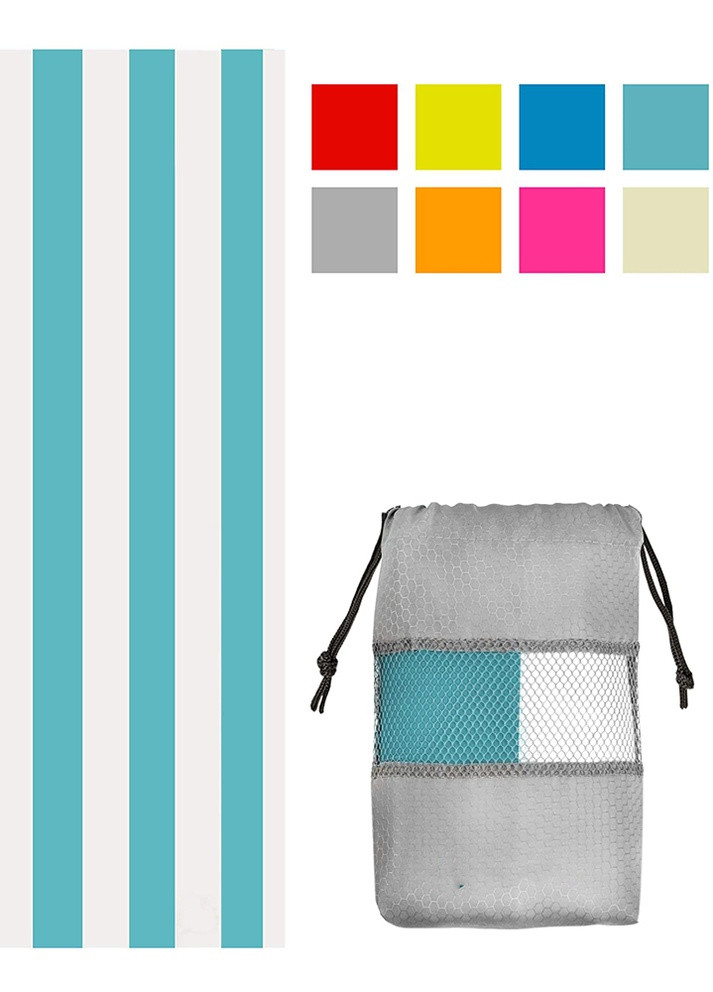Пляжний рушник "Light blue stripe" із мікрофібри, 80x160 см. Чохол-сумка в комплекті. Bella Villa (253055487)
