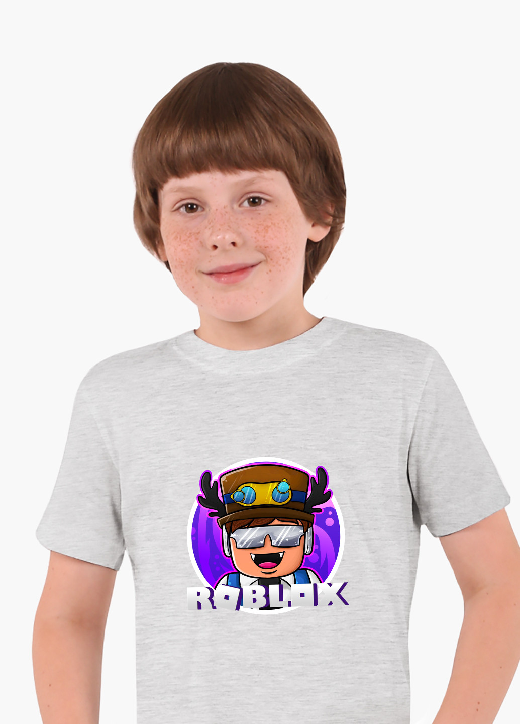 Светло-серая демисезонная футболка детская роблокс (roblox)(9224-1218) MobiPrint