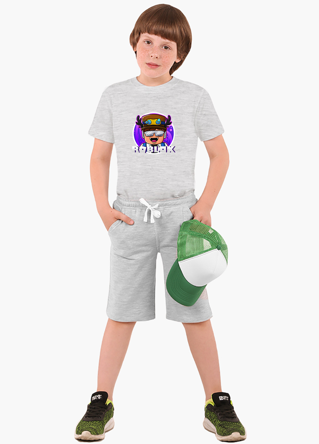 Світло-сіра демісезонна футболка дитяча роблокс (roblox) (9224-1218) MobiPrint
