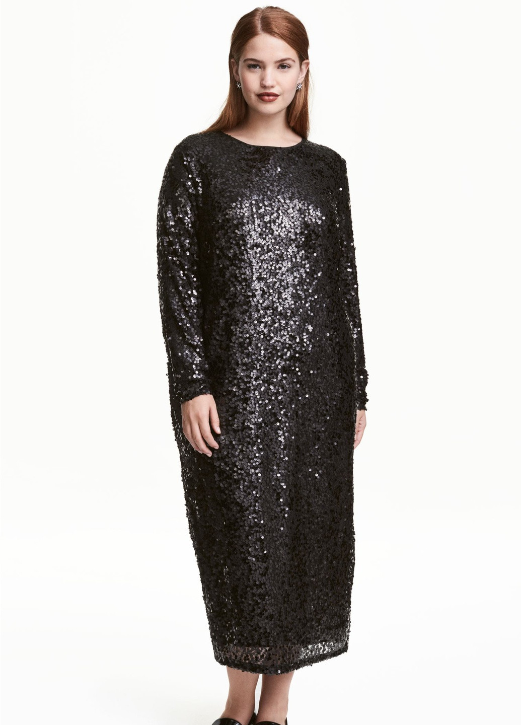 Черное вечернее платье с пайетками H&M однотонное