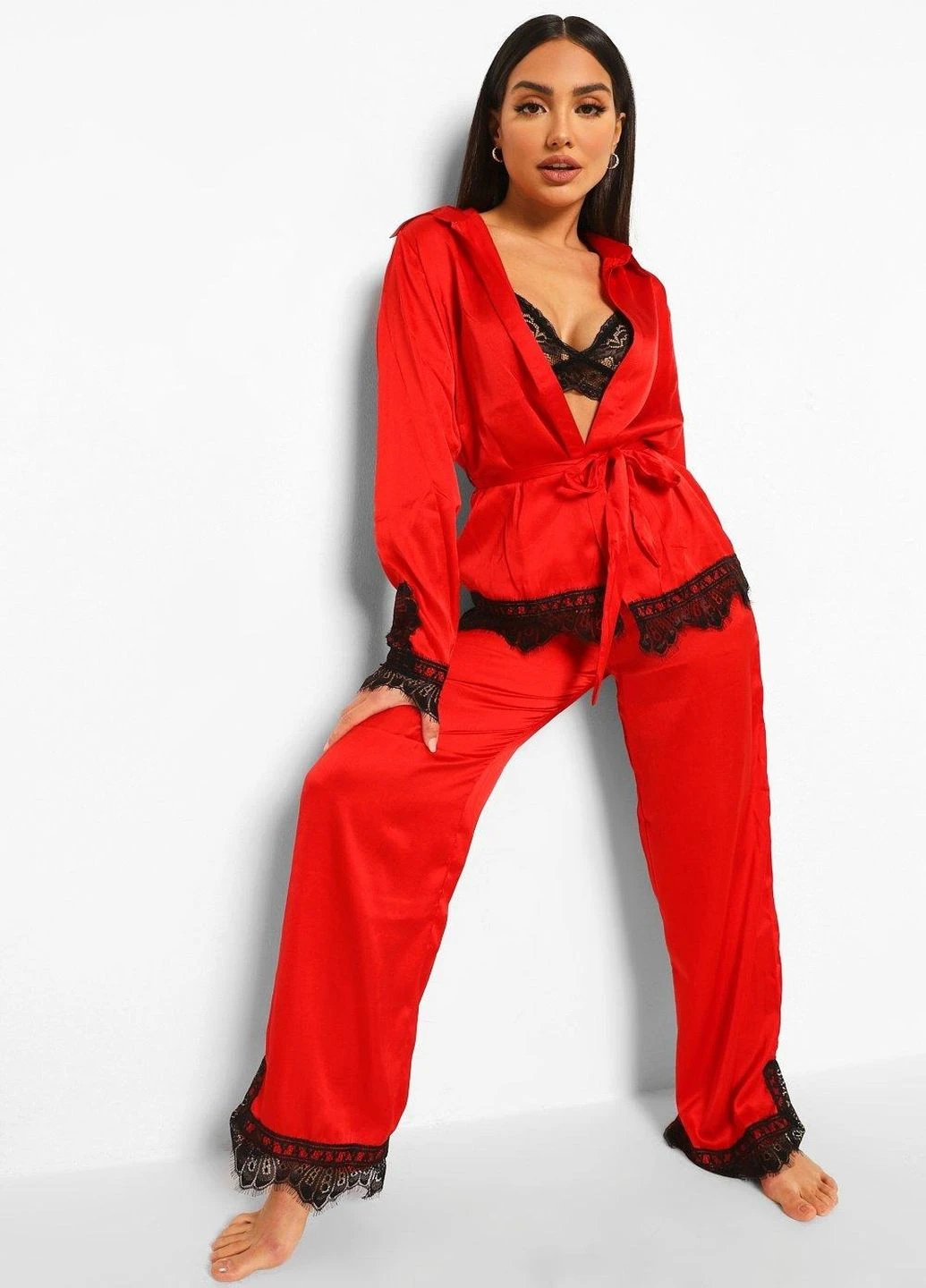 Красная всесезон пижама Boohoo